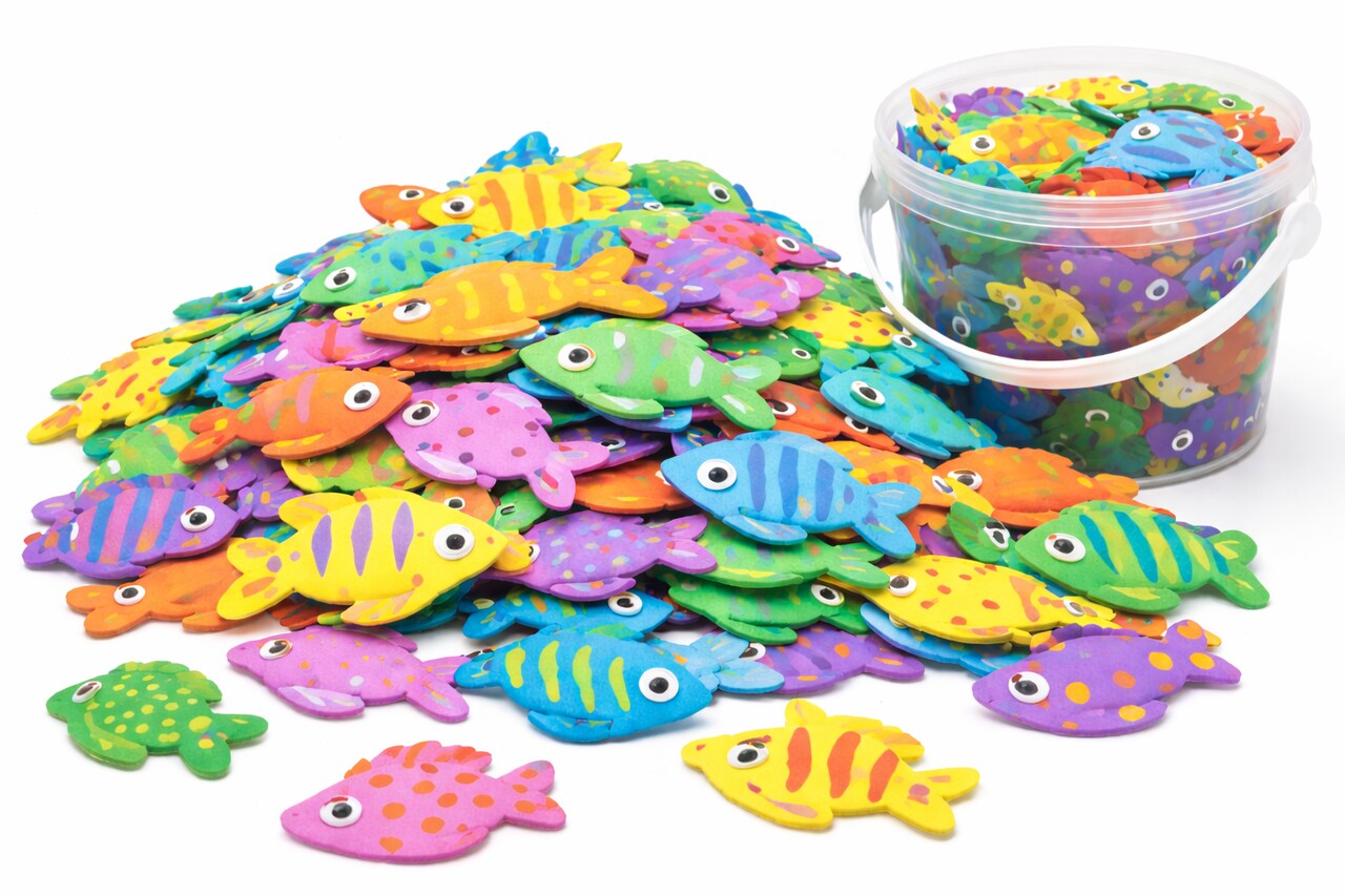 Foam Tropical Fish Shapes – Colorful Ocean Craft Cutouts, 500 Pack